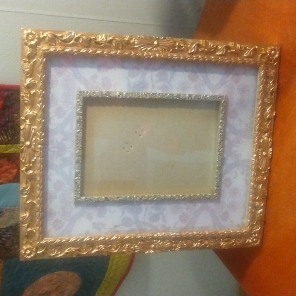 Beautiful Vintage 12X10 Gold Floral Motif Picture Frame with stand